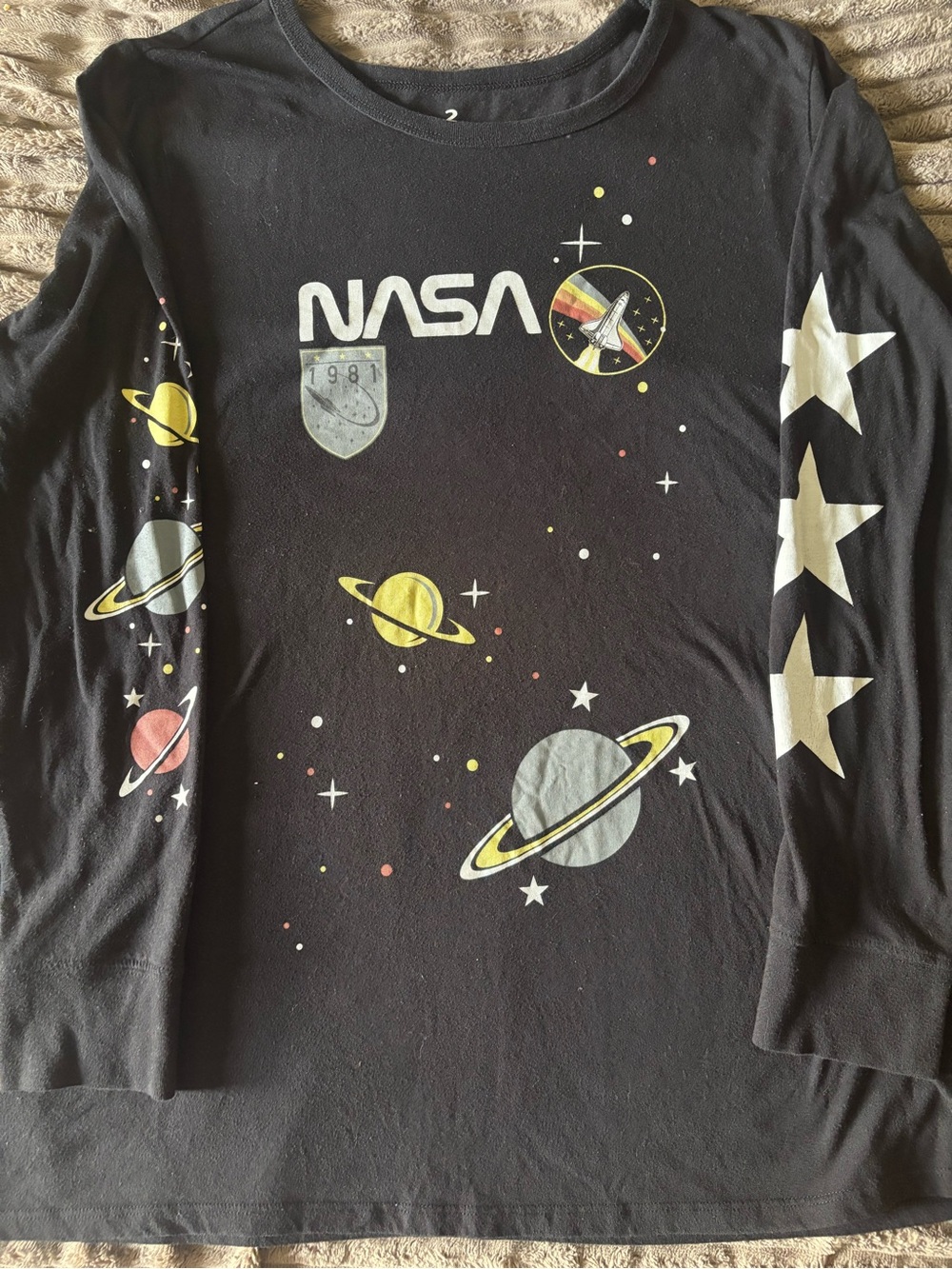 Torrid Black Long Sleeve NASA Space Graphic Tee with Stars